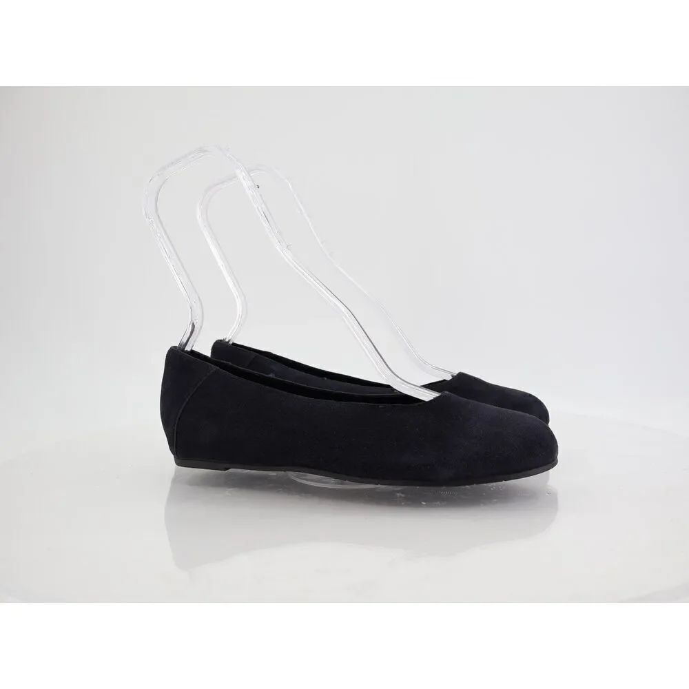 Eileen Fisher Women Una Hidden Wedge Ballet Flats Size 8 Navy Suede Round Toe